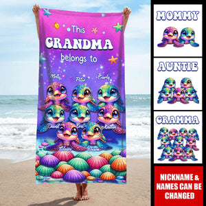 This Grandma belongs to Colorful Turtle - Personalized Beach Towel, Gift for Grandmas Moms Aunties