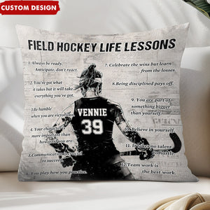 Personalized Field Hockey Life Lessons Pillow-Gift For Field Hockey Lovers