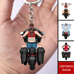 Personalized Man/Woman Biker Acrylic Keychain - Gift Idea For Bikers