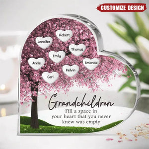 Grandma - Grandchildren Fill In A Space In Your Heart - Personalized Heart Acrylic Plaque