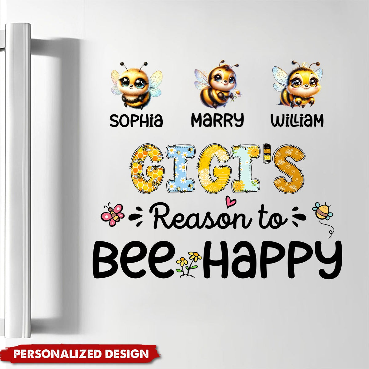 Gift For Nana's Reason To Bee Happy Shirt-Personalized Decal/Sticker-Gift For Grandma/Mom