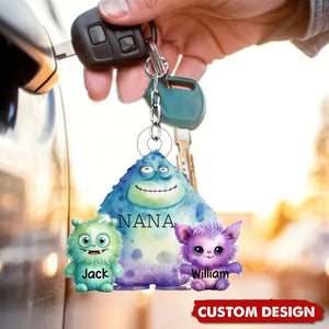 Personalized Keychain - Halloween Gift For Mom- Grandma Of The Little Monster