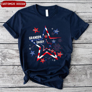 Personalized Dad Grandpa Stars Stripes 4TH July Shirt