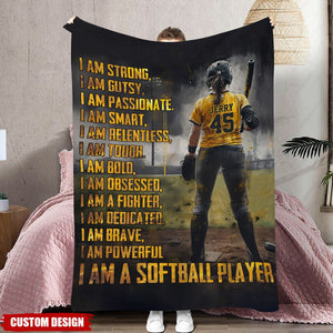 Personalized Softball Girl  Blanket - Gift For Softball Lovers