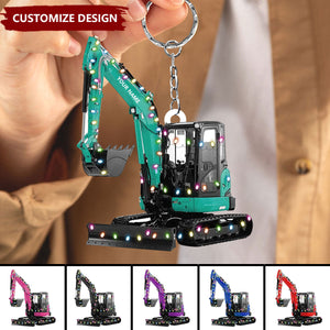 Personalized Excavator Heavy Equipment Keychain-Gift For Excavator Car Lovers