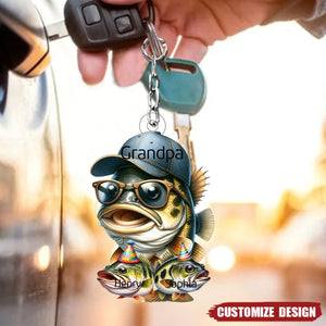 This Grandpa/Dad Belongs to Kids Fishing Keychain