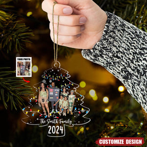 Custom Family Photo On Christmas Tree Lights - Personalized Acrylic Family Photo Ornament - 2024 New Release