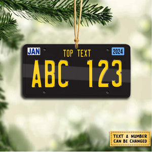 2024 New Release - Black License Plate For Any State Personalized Christmas Ornament