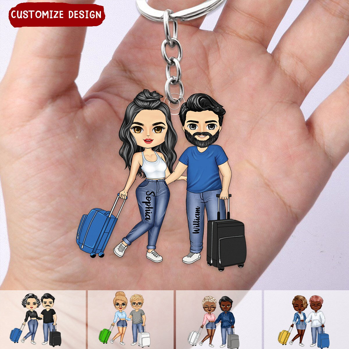 Travel Couple On Vacation- Personalized Acrylic Keychain-Gift For Travel lovers