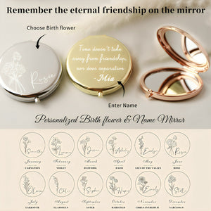 Personalized Compact Mirror,Gifts for Bridesmaid Proposal & Best Friend's Birthday,Custom Gift for Women,Birth Flower Pocket Mirror for Her