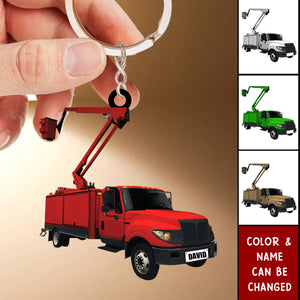 Personalized Lineman Truck Acrylic Keychain