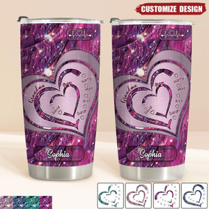 Sparking Grandma Mom Heart With Kid Name Personalized Tumbler