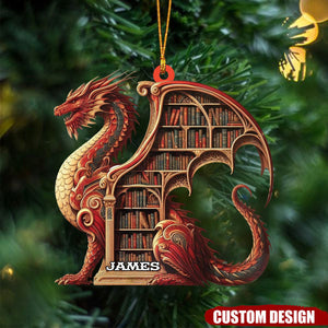 Personalized  Dragon bookshelf Ornament - Book Lover Gift - 2024 New Release