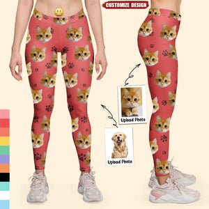 Custom Pet Face Dog Cat Paw - Personalized Photo Legging