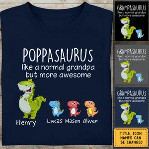 Happy Father's Day-Grandpasaurus/Dadsaurus With Little Kids Personalized T-Shirt