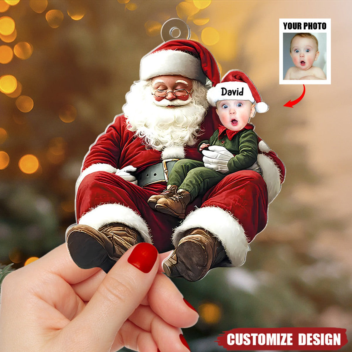 Custom Photo - Personalized Acrylic Family Photo Ornament - 2024 New Release