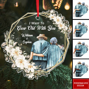 2024 New Release Grow Old With Me-Personalized Custom Acrylic Ornament-Gift For Elder Couple, Grandpa, Grandma