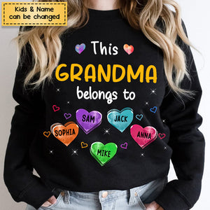 Personalized This Grandma Belongs To Sweet Heart Grandkids Sweatshirt