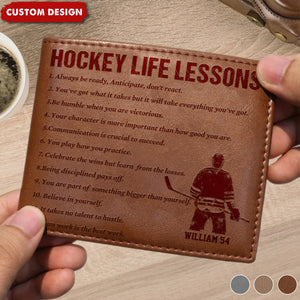 Personalized Hockey Leather Wallet - Gift Hockey Lovers