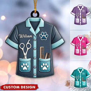 Personalized Dog Cat Pet Groomer Uniform Christmas Ornament, Gift For Groomer - 2024 New Release