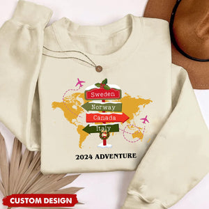 Personalized Travel Adventure Sweatshirt, Custom Traveling Destination - Gift for Travelers