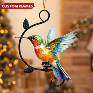 New Release - Personalized Colorful Hummingbird Christmas Ornament