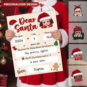 2024 New Release Dear Santa Wishlist From Kid Christmas-Personalized Board Sign-Christmas Gift For Son, Daughter