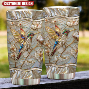 Stained Glass Hummingbird Personalized Name Tumbler