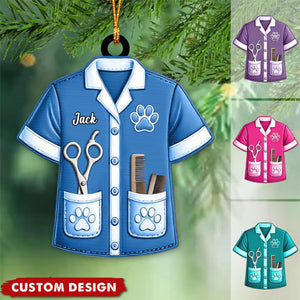 Personalized Dog Cat Pet Groomer Uniform Christmas Ornament, Gift For Groomer - 2024 New Release