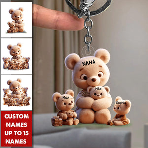 Grandma/ Mama Bear With Little Kids Personalized Acrylic Keychain