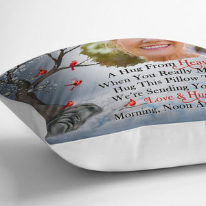 Custom Photo A Hug From Heaven - Memorial Gift For Family, Friends - Personalized Pillow