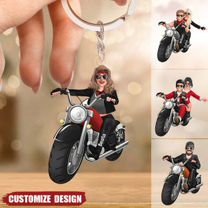 Personalized Biker Couple/Male Biker/Female Biker Acrylic Keychain