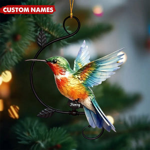 New Release - Personalized Colorful Hummingbird Christmas Ornament