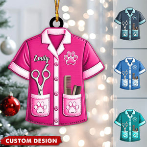 Personalized Dog Cat Pet Groomer Uniform Christmas Ornament, Gift For Groomer - 2024 New Release