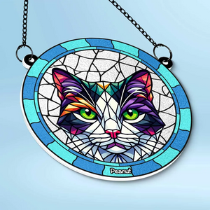 Custom Cat Memorial Personalized Window Hanging Suncatcher Ornament