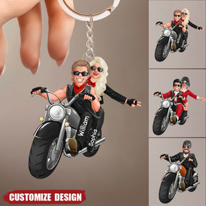 Personalized Biker Couple/Male Biker/Female Biker Acrylic Keychain