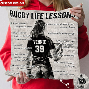 Personalized Rugby Life Lessons Pillow-Gift For Rugby Lovers