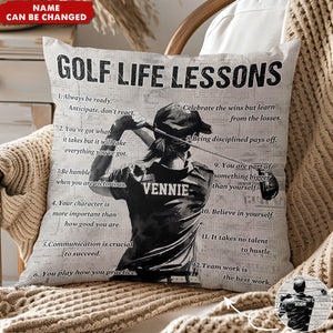 Gift For Golf Lovers-Personalized Golf Life Lessons Pillow