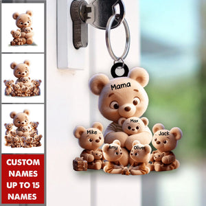 Grandma/ Mama Bear With Little Kids Personalized Acrylic Keychain