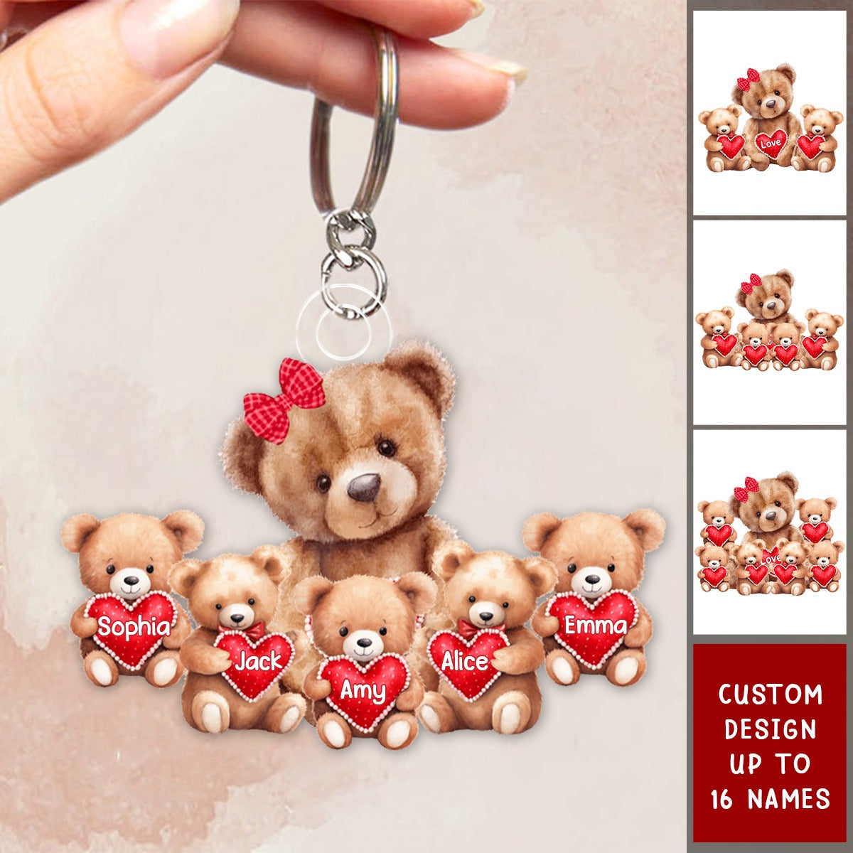 Grandma/ Mama Bear With Little Bear Kids Personalized Acrylic Keychain