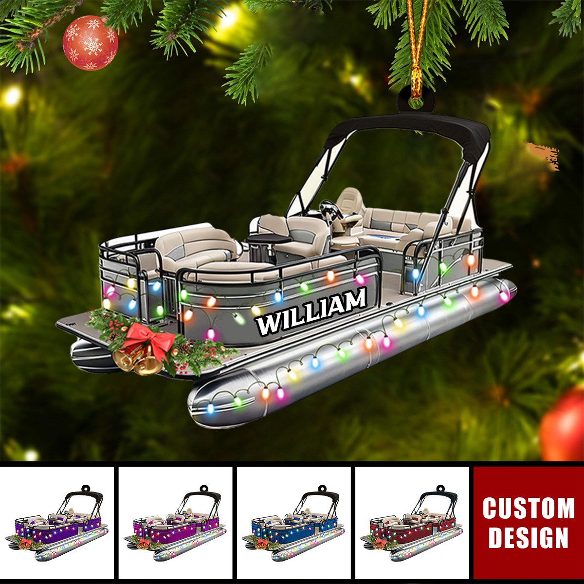 Personalized Pontoon Boat Christmas Ornament 2024 New Release facamart