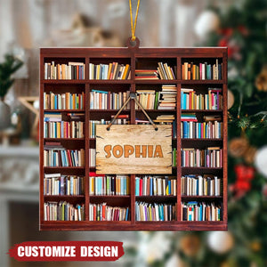 Personalized Bookshelf Shape Ornaments - Gift for Book Lover - 2024 New Release