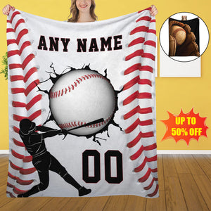 Personalized Name And Number Baseball Blanket