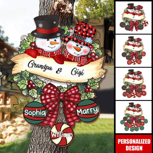 2024 New Release Snowman Grandpa & Grandma Mom & Dad-Christmas Ball Kids Personalized Wood Sign