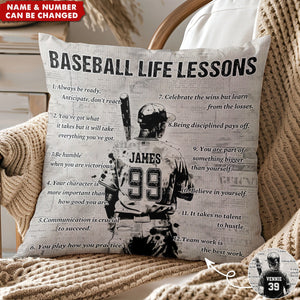 Personalized Baseball Life Lessons Pillow-Gift For Baseball Lovers