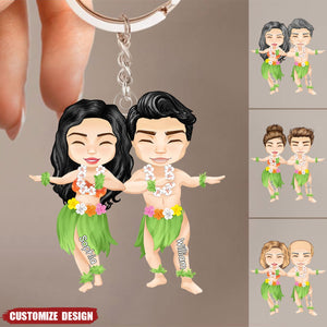 Personalized Oasis Aloha Hawaiian Couple Keychain