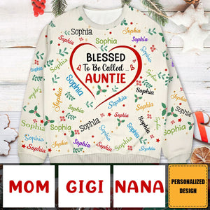 2024 New Release Blessed To Be Called Grandma Nana-Personalized Unisex Ugly Sweater