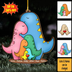 Wooden Dinosaur Family Christmas Ornament