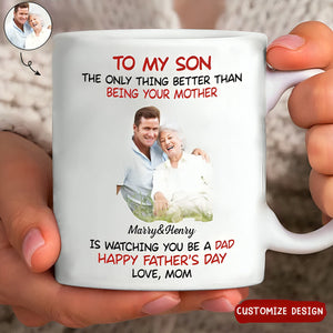 To My Son From Mom Happy Father‘s Day Photo Insert Personalized Mug