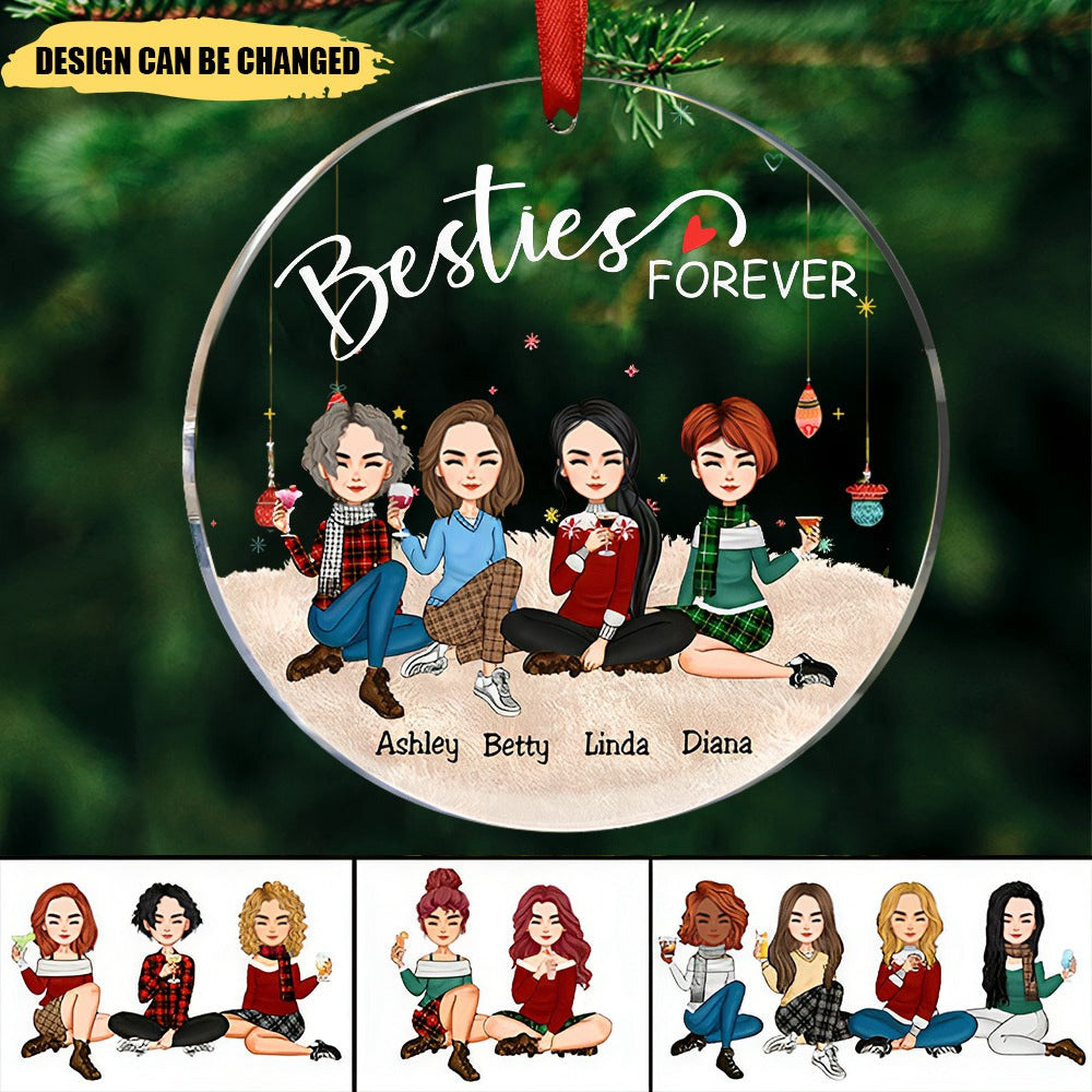 Besties - Besties Forever - Personalized Circle Ornament